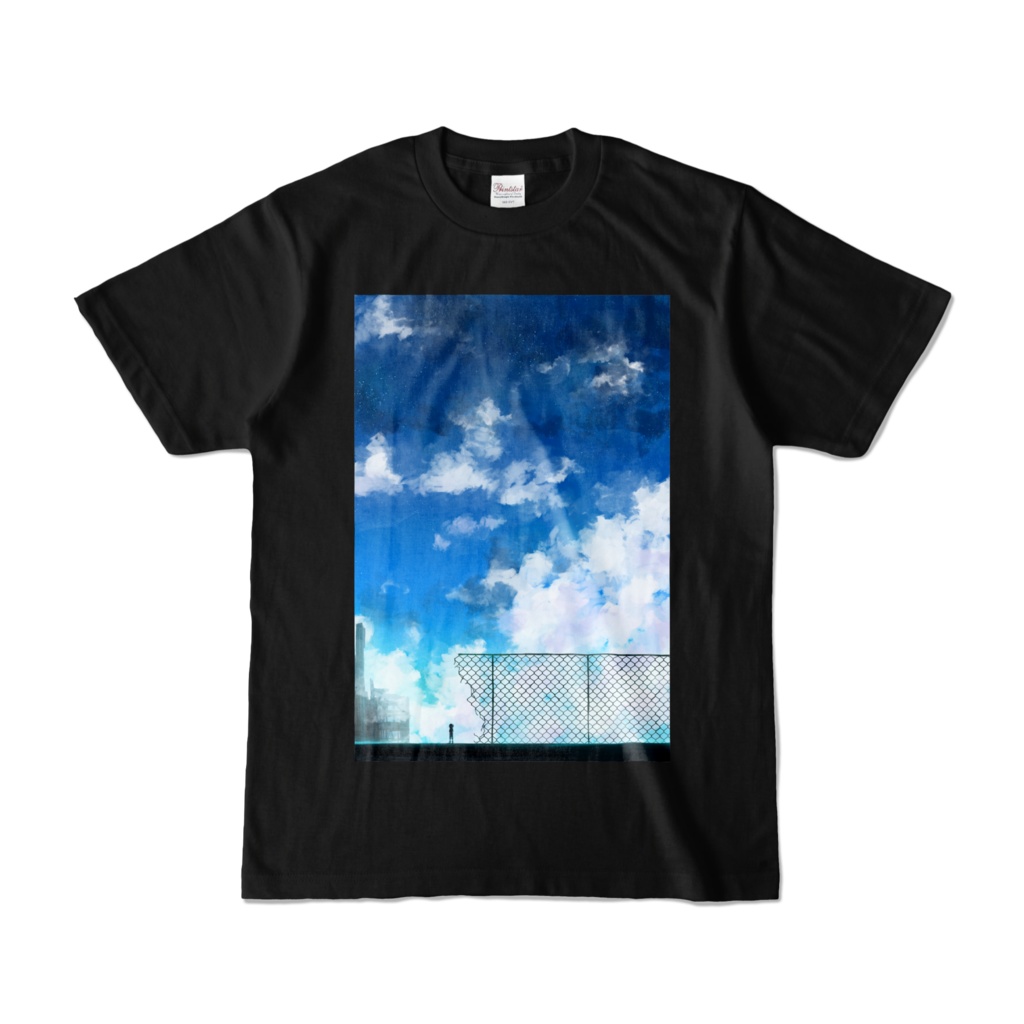 青空とフェンスTシャツ（黒）