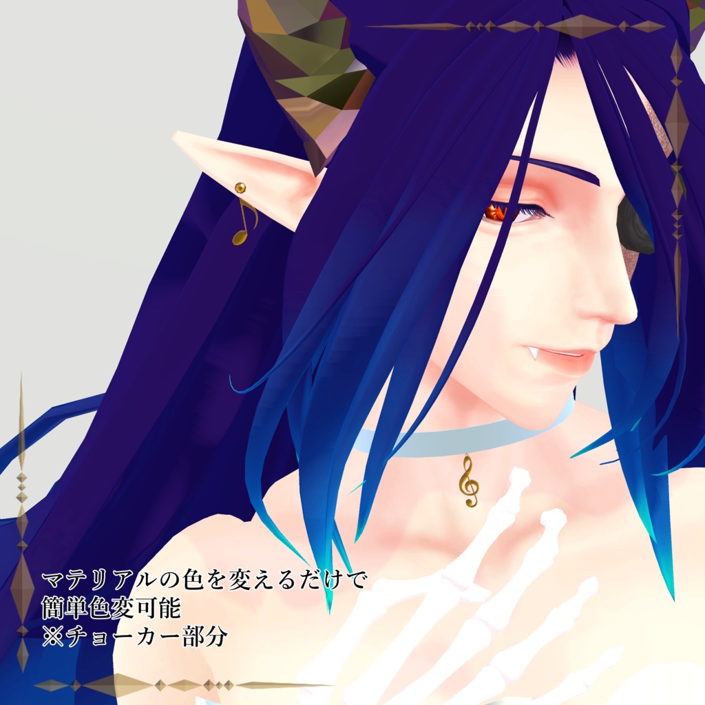 ト音記号のチョーカーと8分音符のピアス / Treble Clef choker & Eighth Note Earring