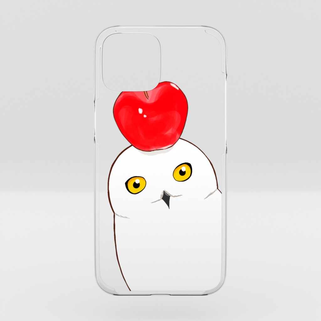 シロフクロウとリンゴのスマホケース 