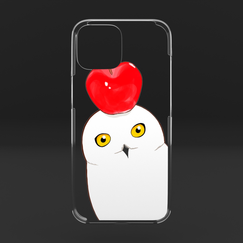シロフクロウとリンゴのスマホケース
