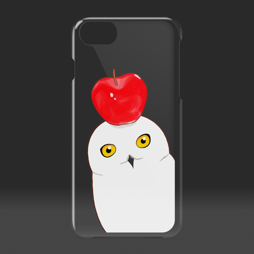 シロフクロウとリンゴのスマホケース