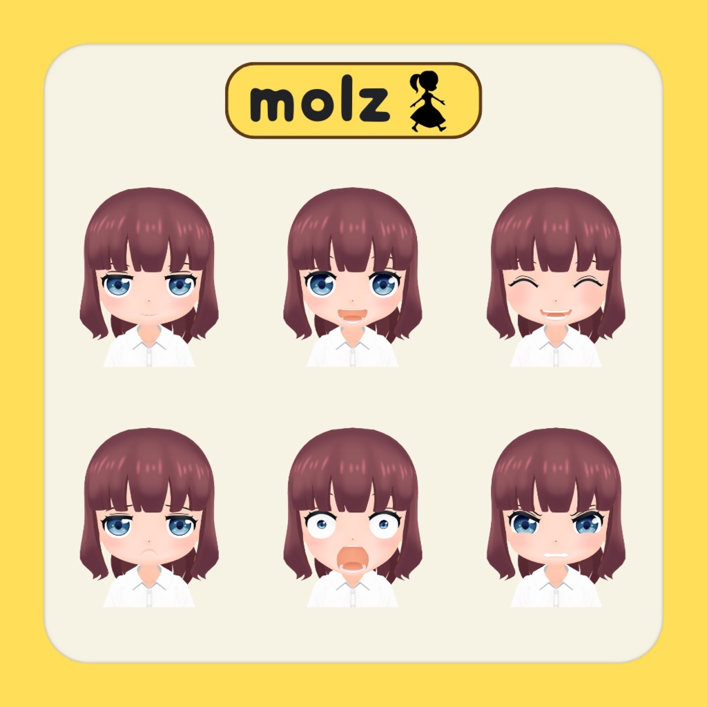 3Dデフォルメアバター『molz』VRChat/VRM対応