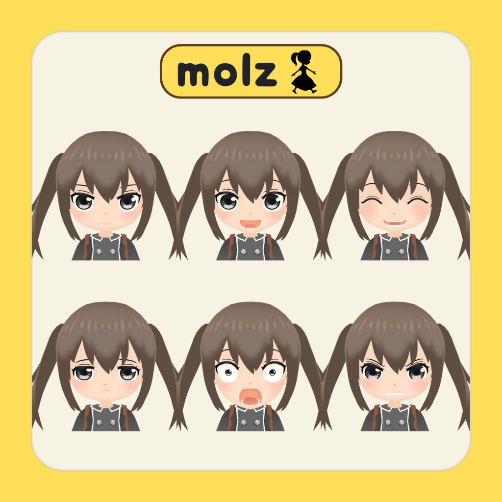 3Dデフォルメアバター『molz』VRChat/VRM対応