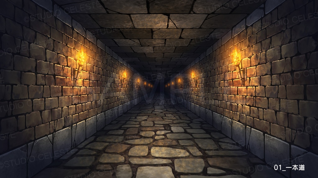 【背景素材集】ダンジョン通路セット10種 / アイテムパックA