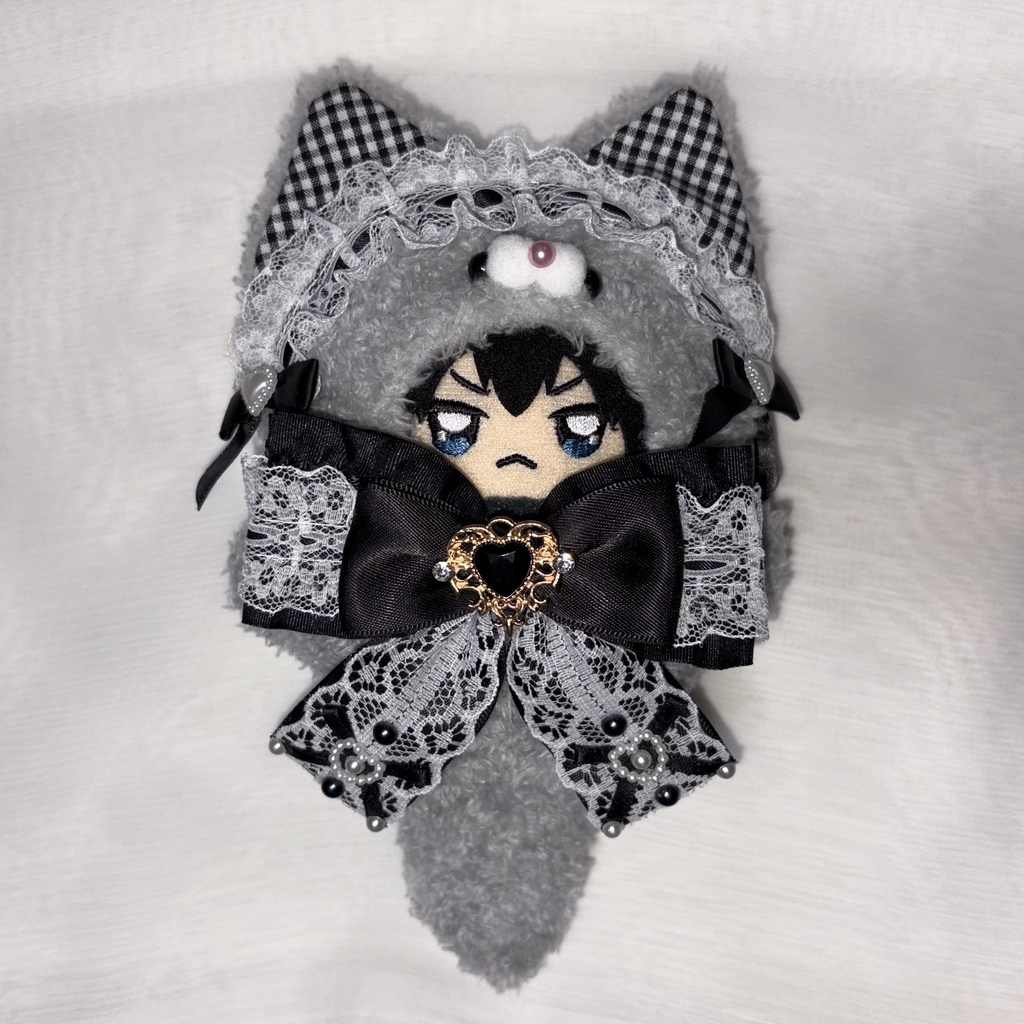 ちみけも ぬい服 大きめサイズ 【グレー×ブラック】