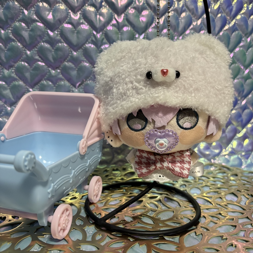 にじまるっと くまちゃん帽子 おしゃぶり リボンセット【ピンクチェック】