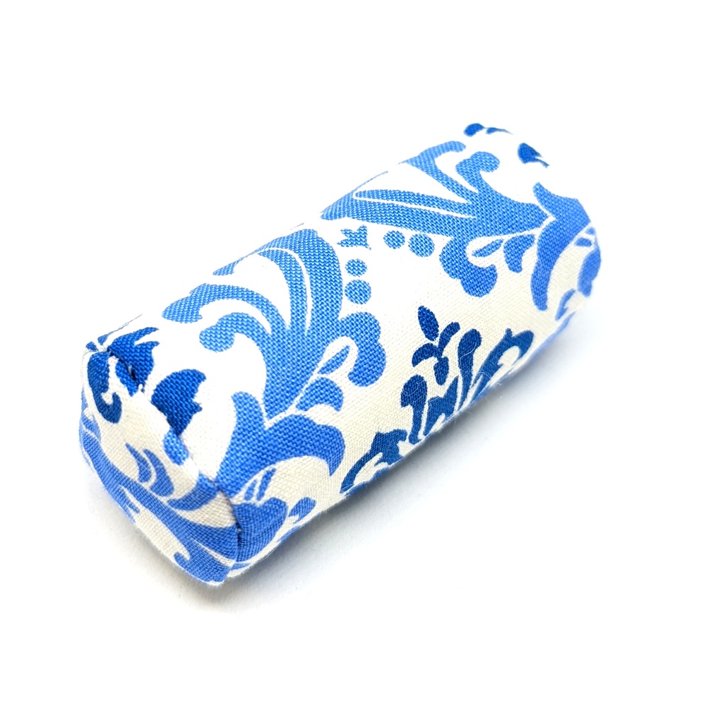 ミニチュアクッション/ボルスター(筒型) アラベスク柄ブルー