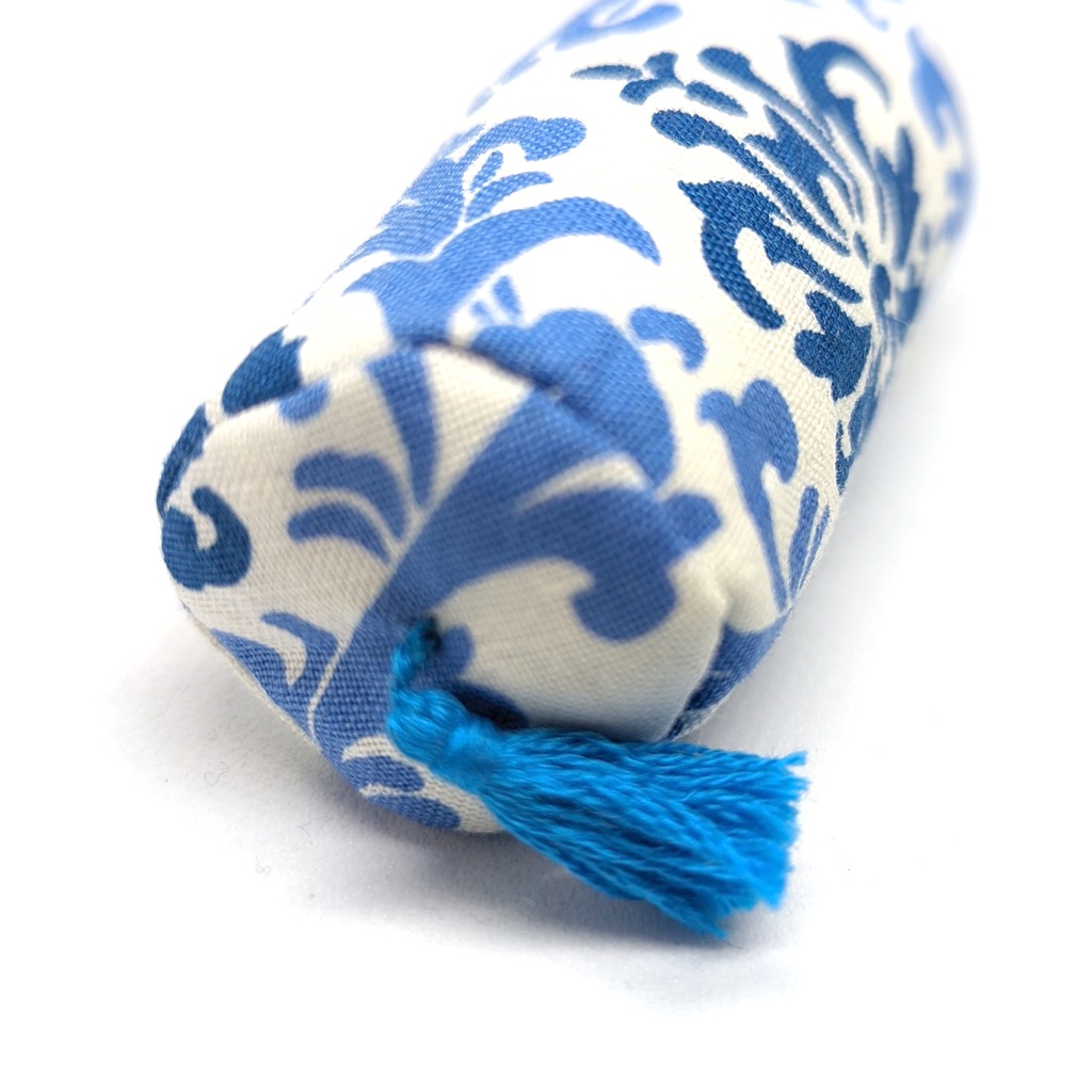 ミニチュアクッション/ボルスター(筒型) アラベスク柄ブルー