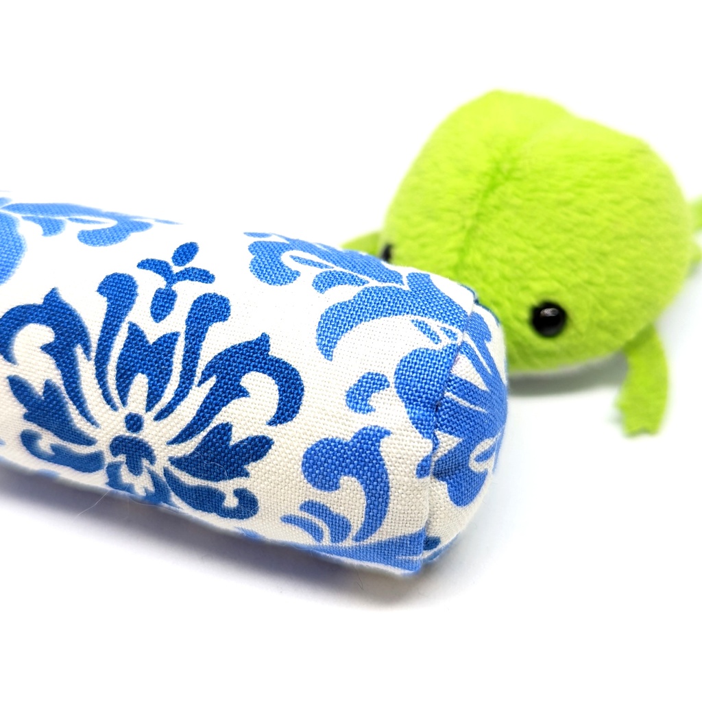 ミニチュアクッション/ボルスター(筒型) アラベスク柄ブルー