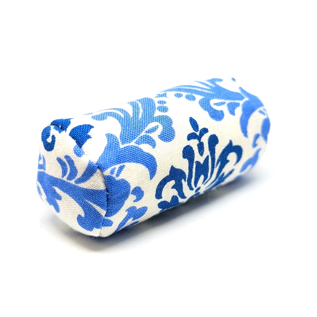 ミニチュアクッション/ボルスター(筒型) アラベスク柄ブルー
