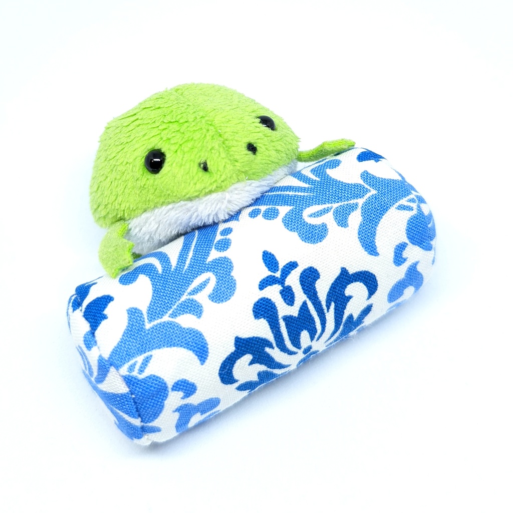 ミニチュアクッション/ボルスター(筒型) アラベスク柄ブルー