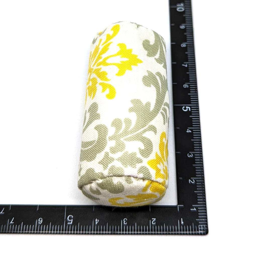 ミニチュアクッション/ボルスター(筒型) アラベスク柄オリーブ+イエロー