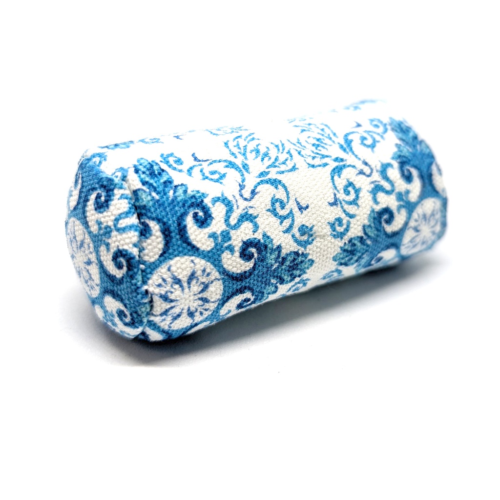 ミニチュアクッション/ボルスター(筒型) アラベスク柄ブルー