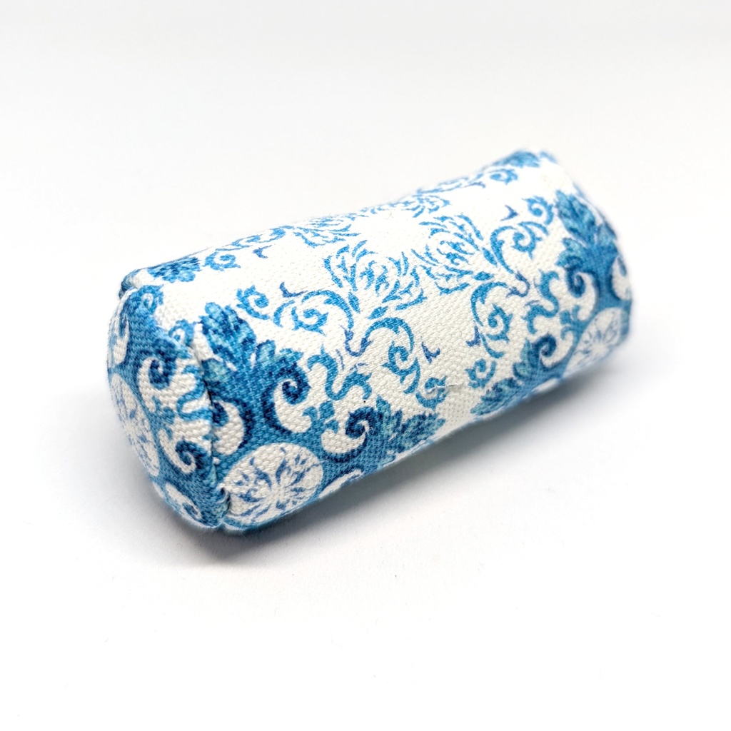 ミニチュアクッション/ボルスター(筒型) アラベスク柄ブルー