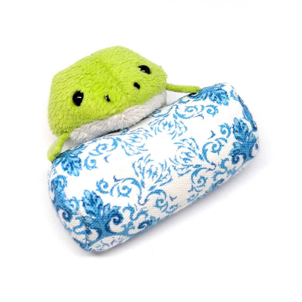 ミニチュアクッション/ボルスター(筒型) アラベスク柄ブルー