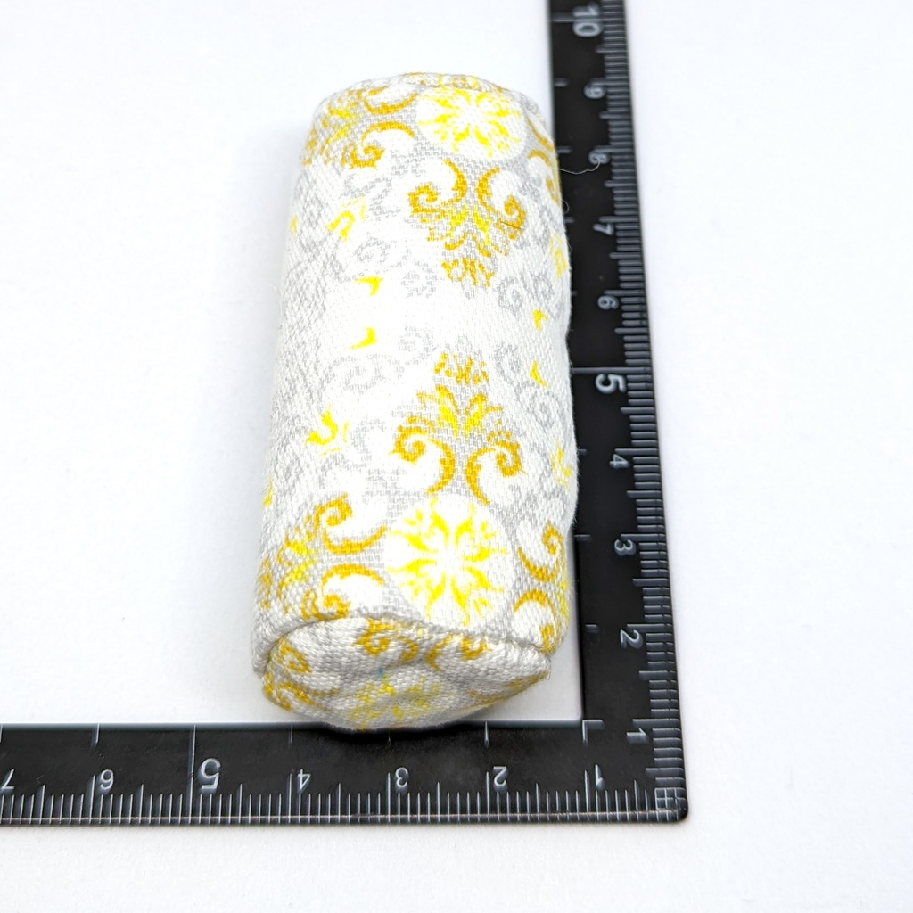 ミニチュアクッション/ボルスター(筒型) アラベスク柄イエロー