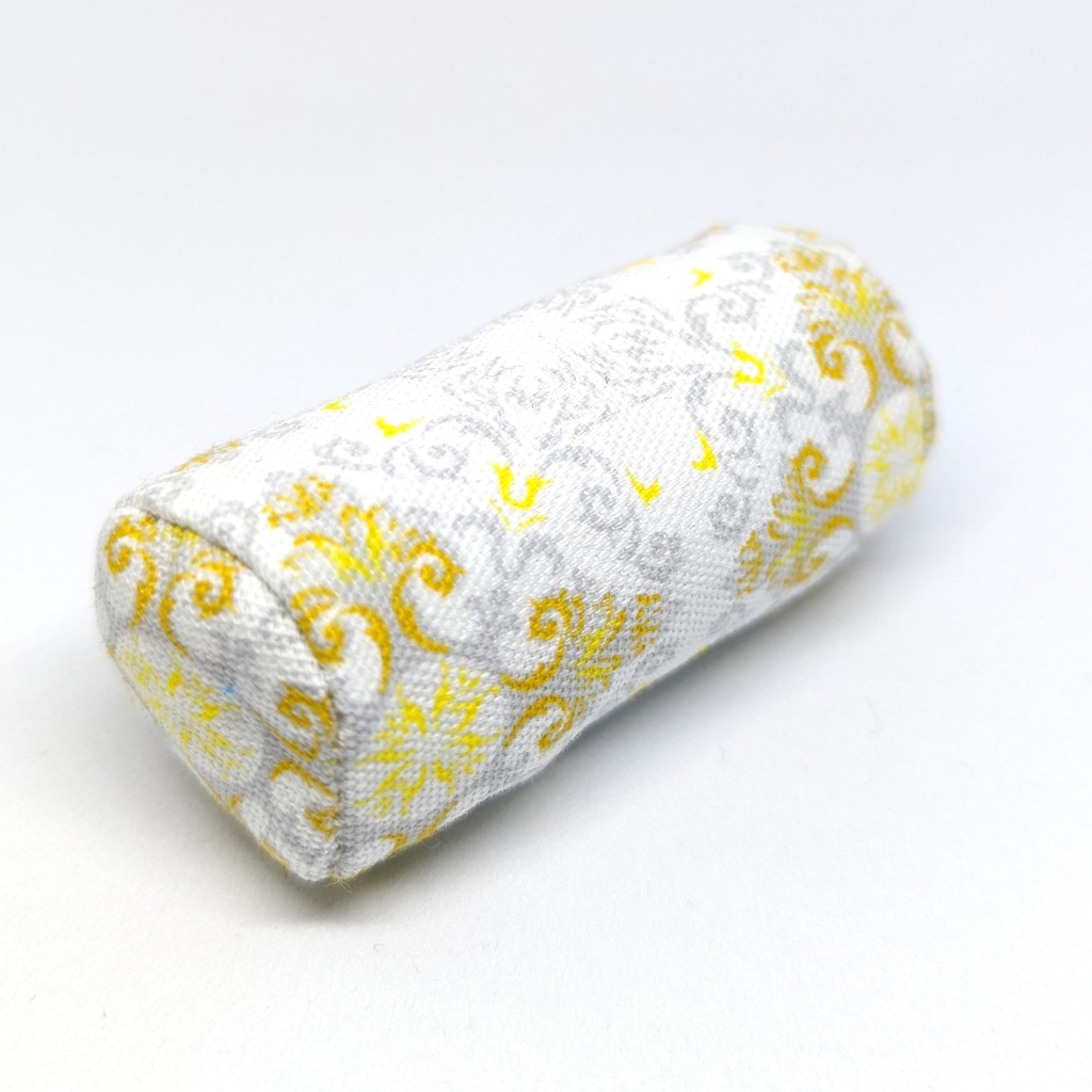 ミニチュアクッション/ボルスター(筒型) アラベスク柄イエロー