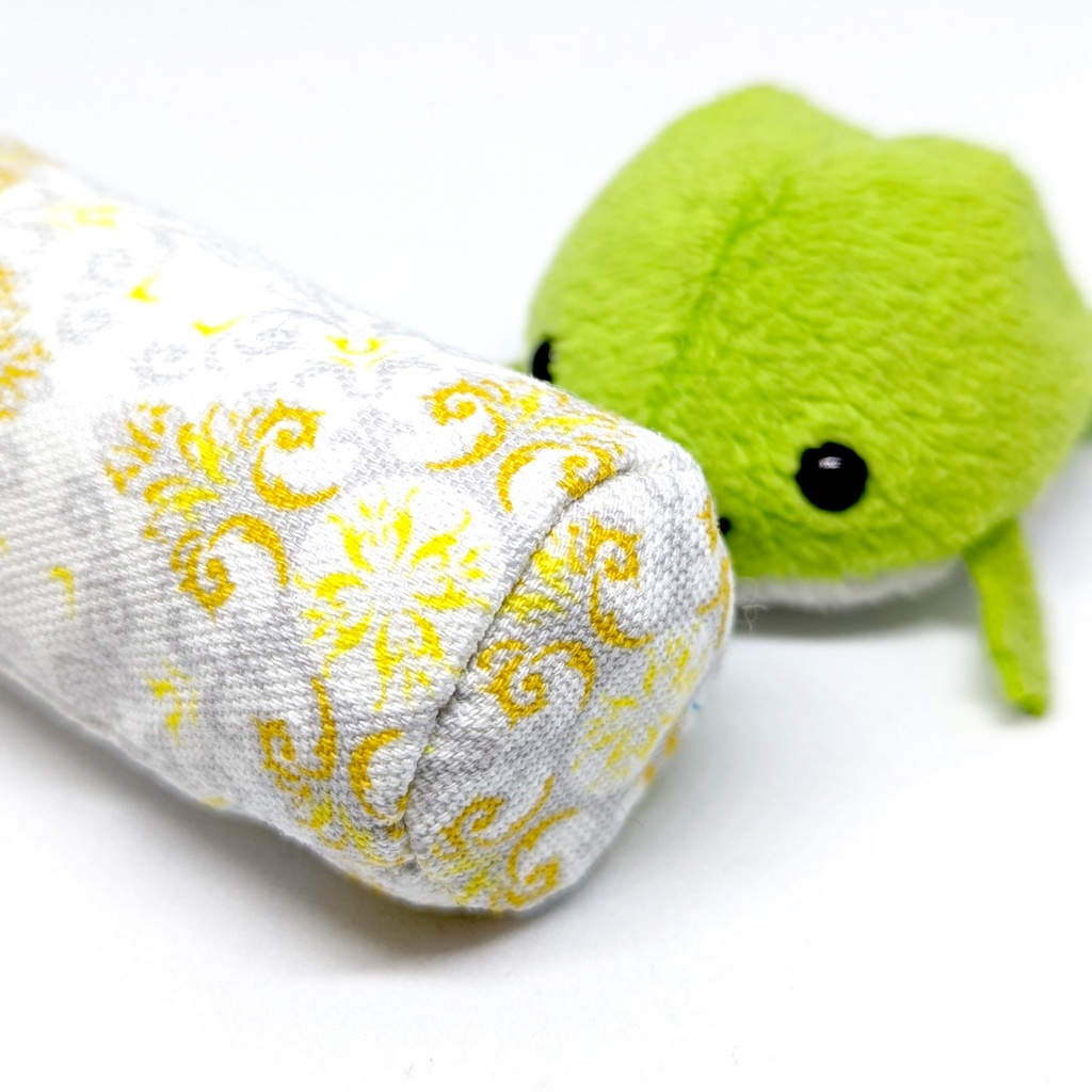 ミニチュアクッション/ボルスター(筒型) アラベスク柄イエロー