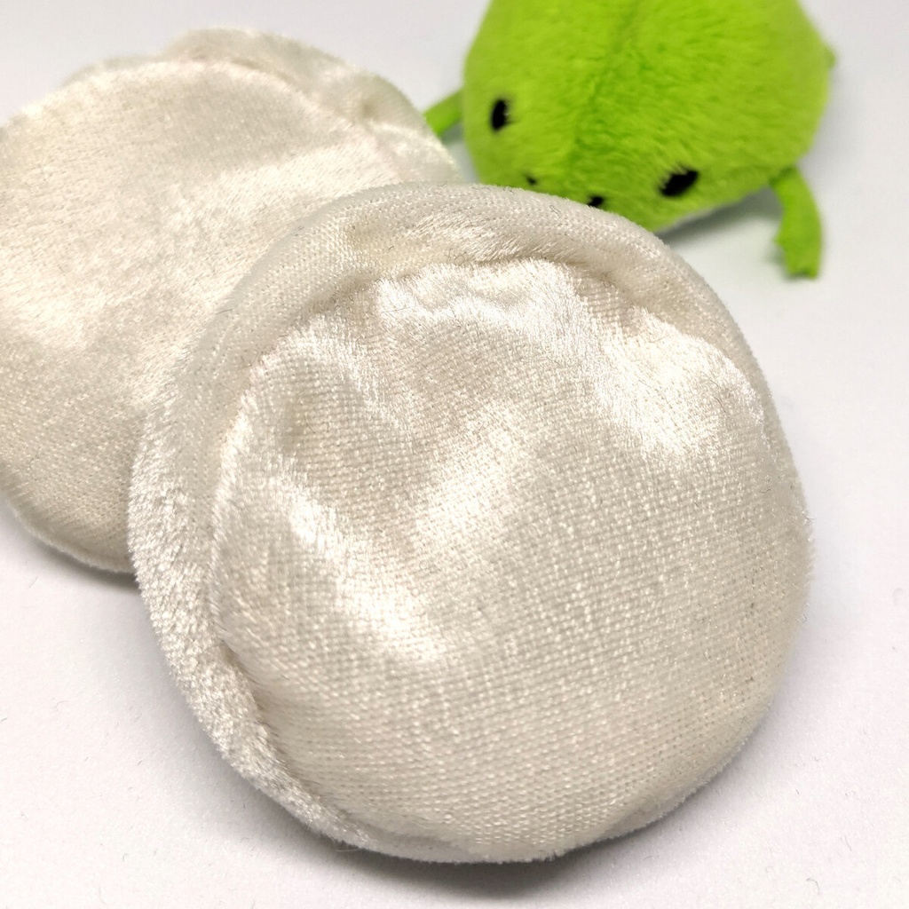 ミニチュアビーズクッション/ラウンド型 ベロア生地ホワイト・2個