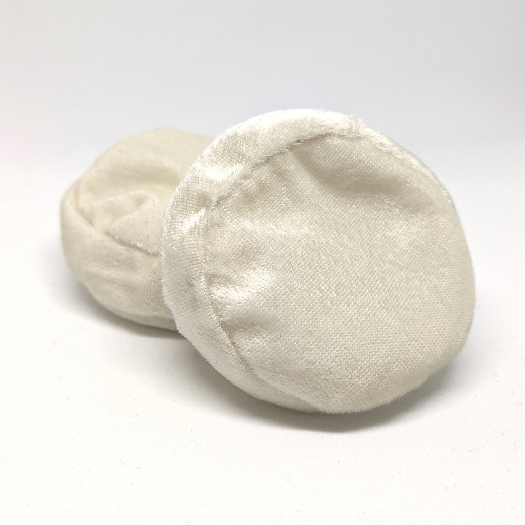 ミニチュアビーズクッション/ラウンド型 ベロア生地ホワイト・2個