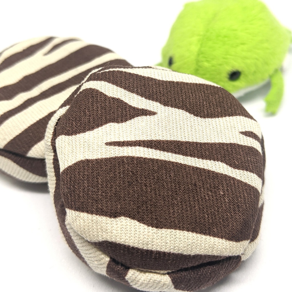 【現品限り・セール】ミニチュアビーズクッション/ラウンド型 ゼブラ柄ブラウン・2個