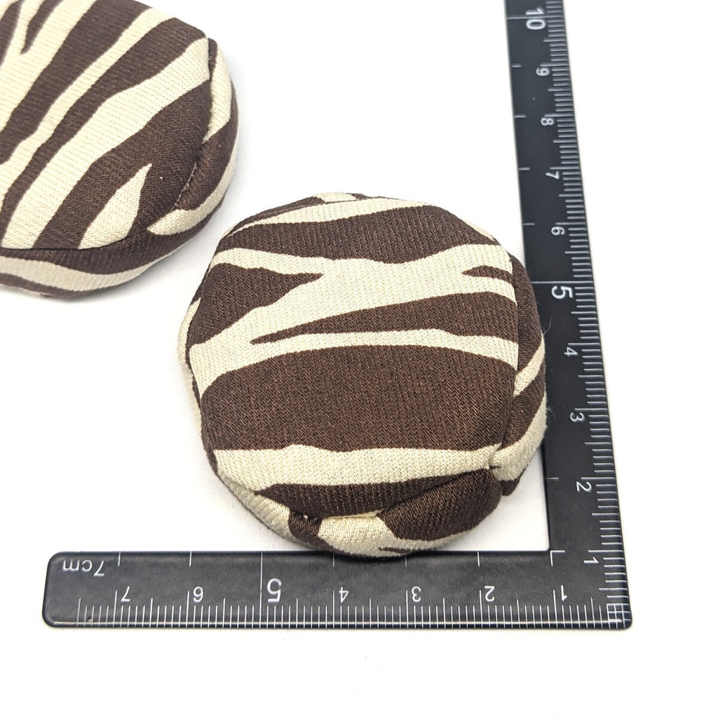 【現品限り・セール】ミニチュアビーズクッション/ラウンド型 ゼブラ柄ブラウン・2個
