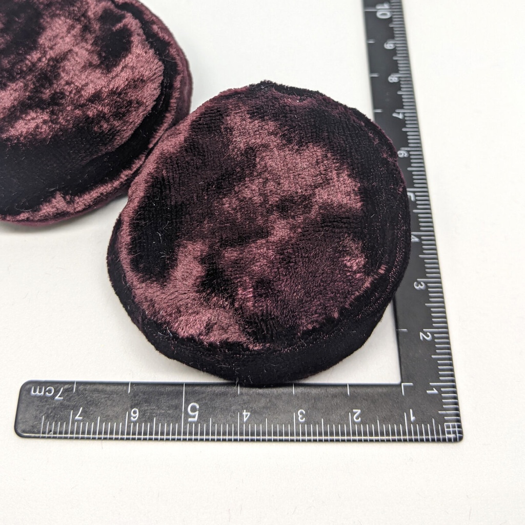 ミニチュアビーズクッション/ラウンド型 ベロア生地ワインレッド・2個