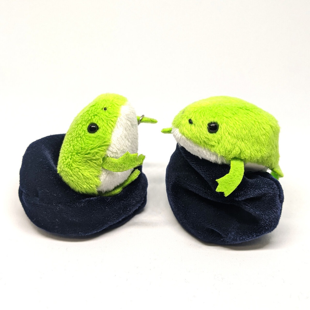 ミニチュアビーズクッション/ラウンド型 ベロア生地青色・2個