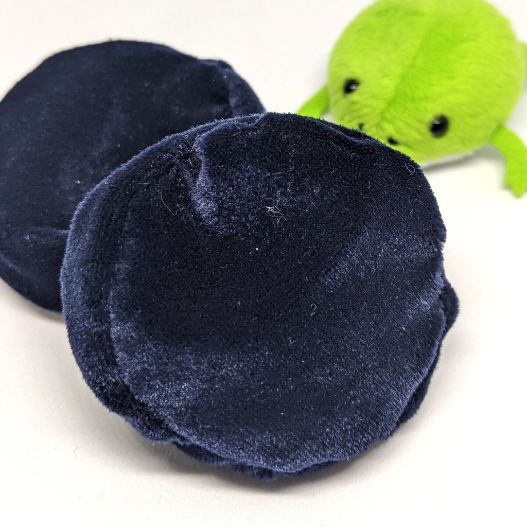 ミニチュアビーズクッション/ラウンド型 ベロア生地青色・2個