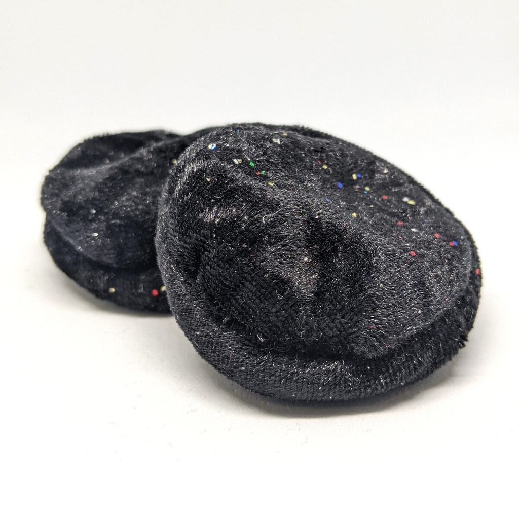 ミニチュアビーズクッション/ラウンド型 ベロア生地 黒地+ラメレインボー・2個