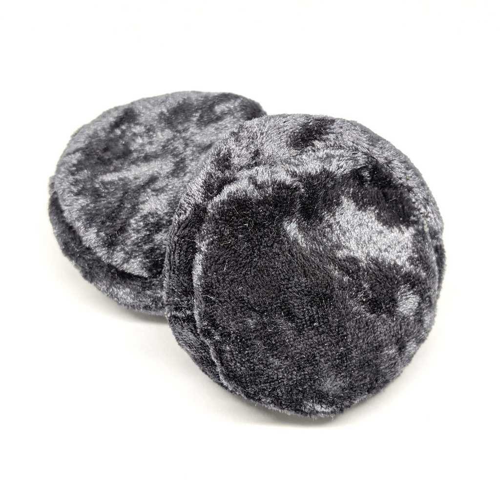 ミニチュアビーズクッション/ラウンド型 ベロア生地 黒色(仄かにラメ入)・2個