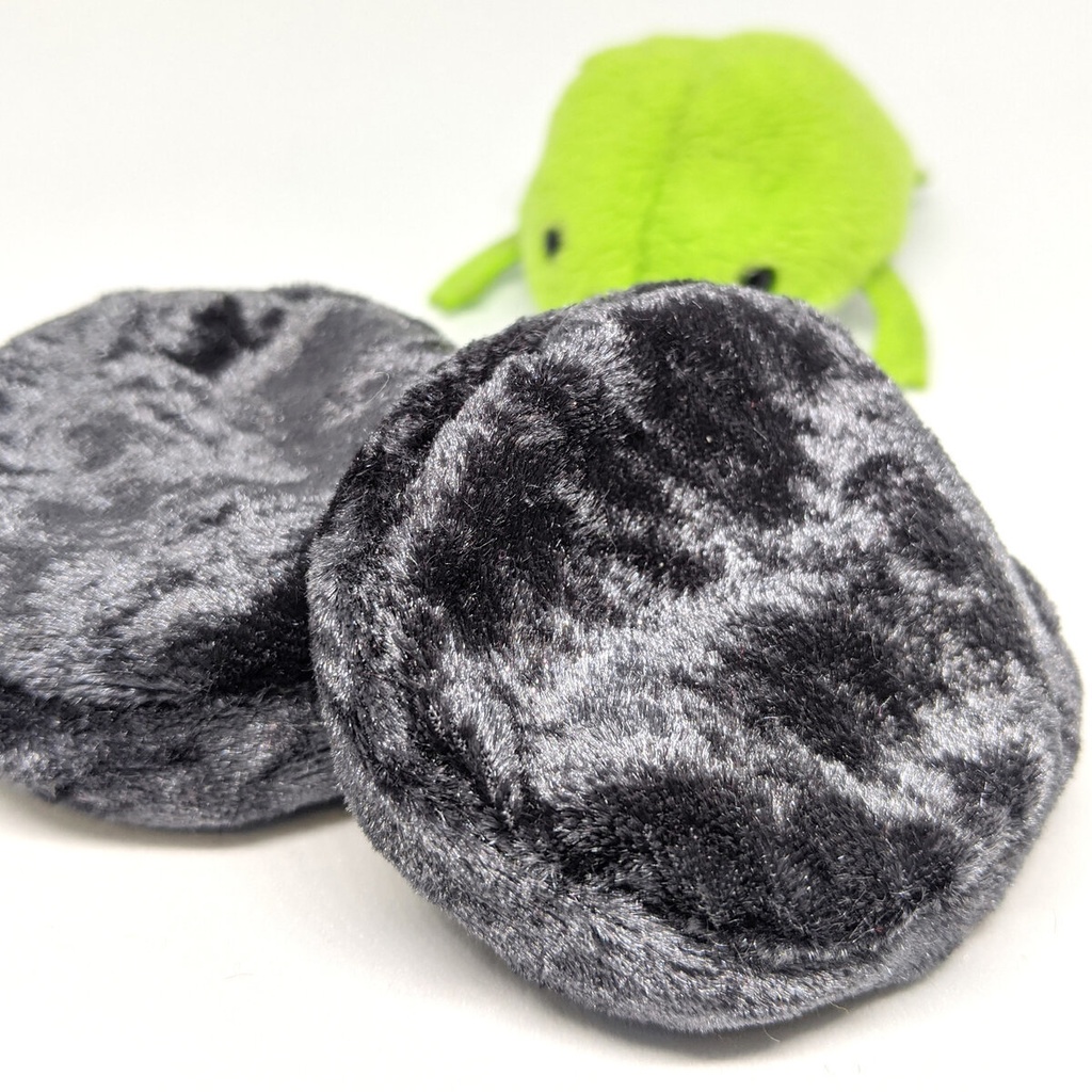 ミニチュアビーズクッション/ラウンド型 ベロア生地 黒色(仄かにラメ入)・2個