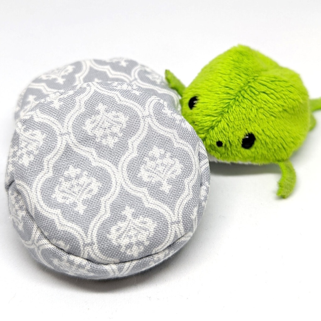 ミニチュアビーズクッション/ラウンド型 ダマスク柄グレー・2個