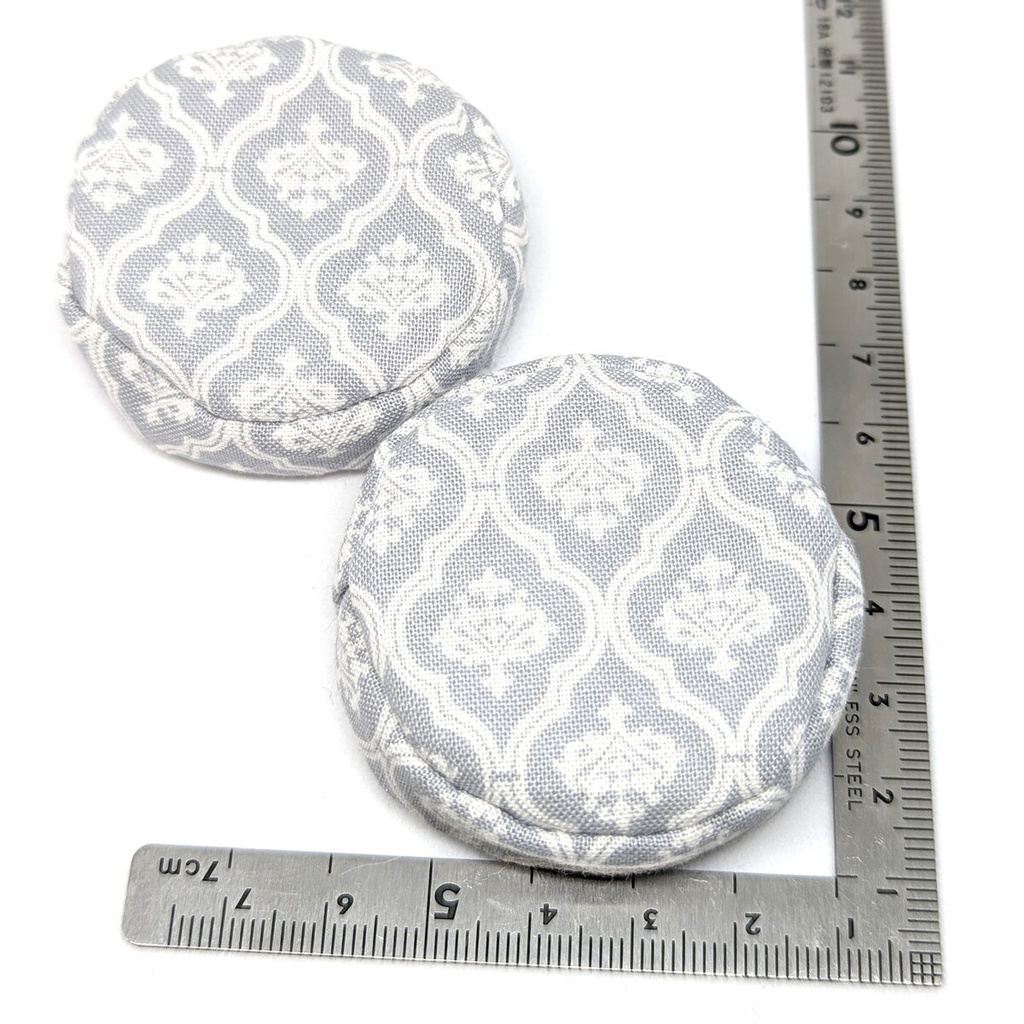 ミニチュアビーズクッション/ラウンド型 ダマスク柄グレー・2個