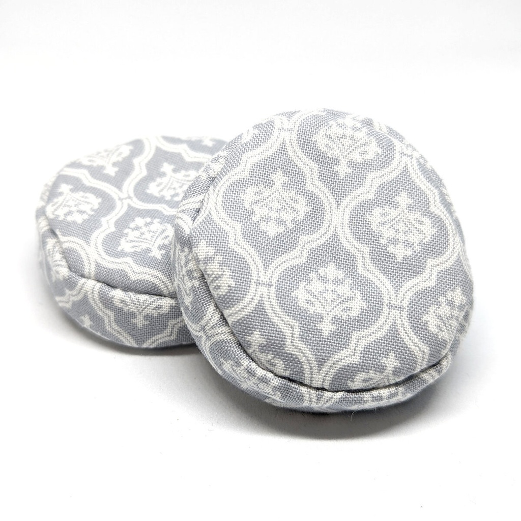 ミニチュアビーズクッション/ラウンド型 ダマスク柄グレー・2個