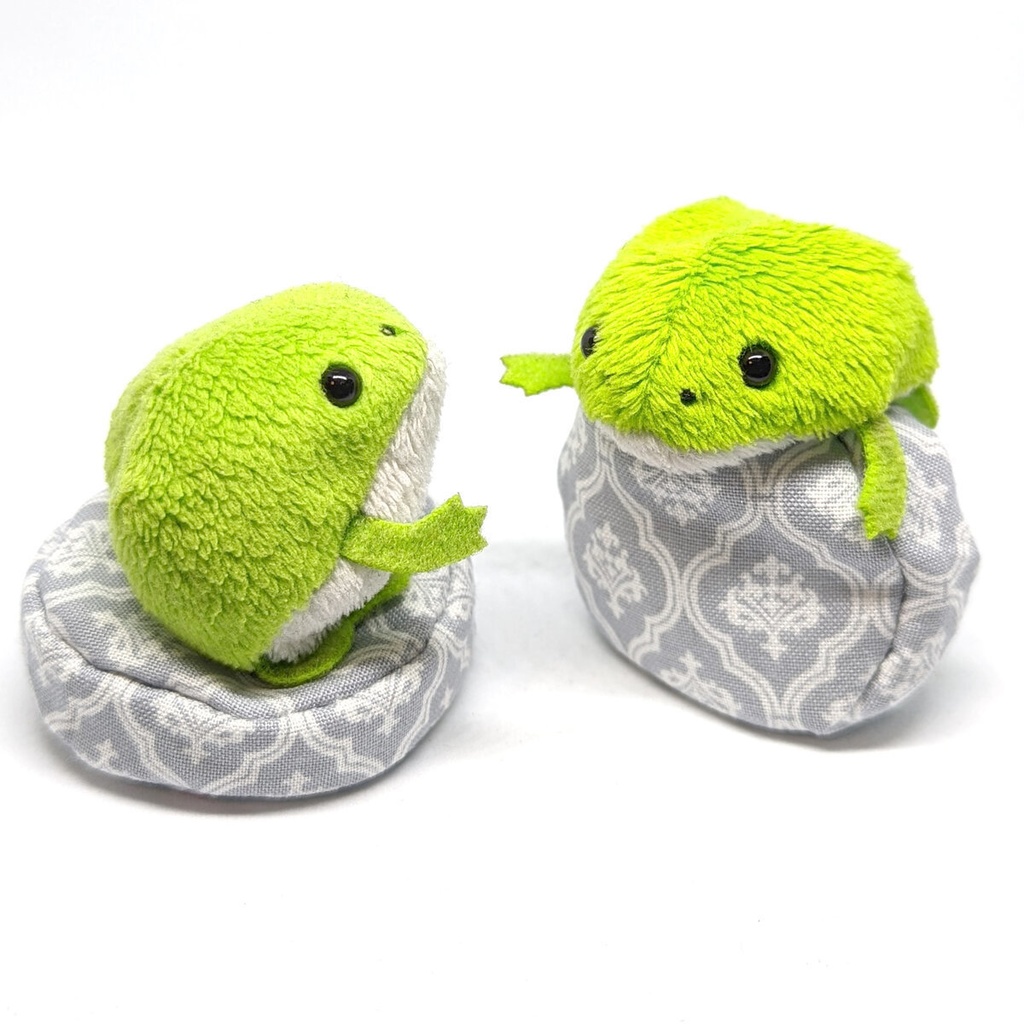 ミニチュアビーズクッション/ラウンド型 ダマスク柄グレー・2個