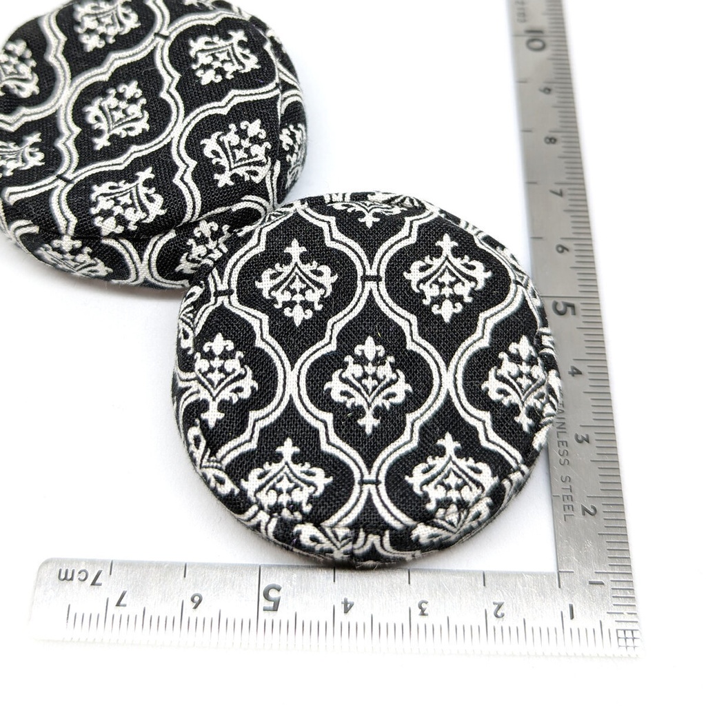 ミニチュアビーズクッション/ラウンド型 ダマスク柄ブラック・2個