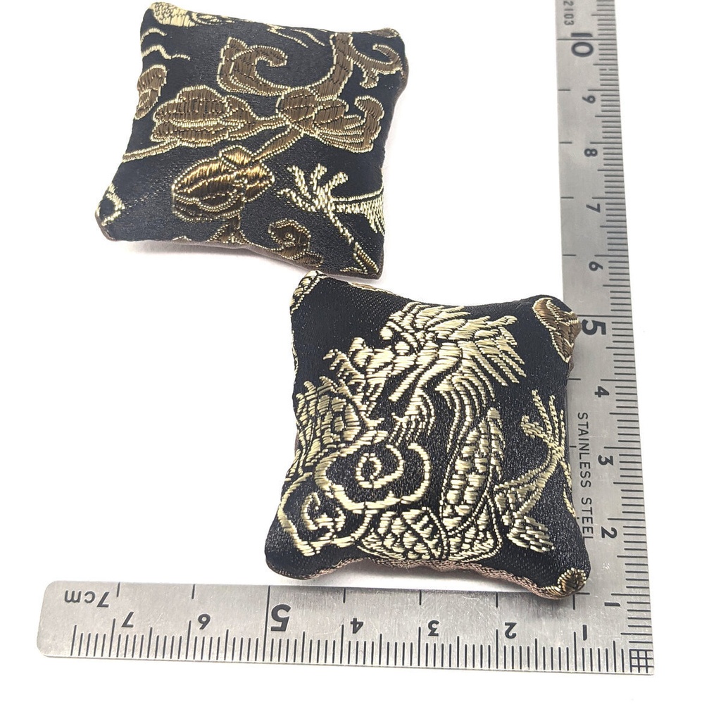 ミニチュアスクエアクッション/チャイナ柄・黒・2個