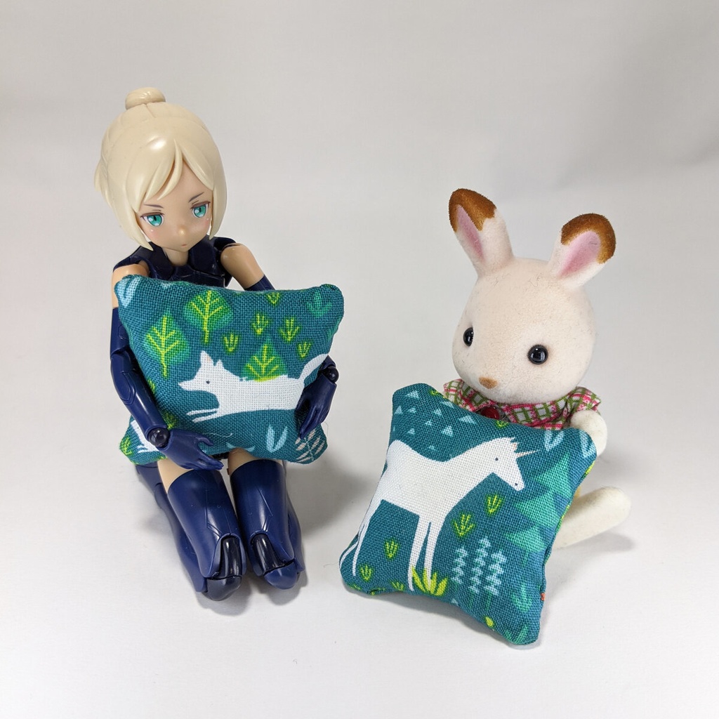 ミニチュアスクエアクッション/フォレスト緑色・2個