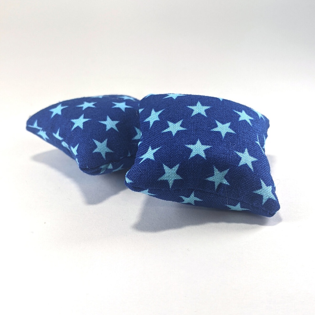 ミニチュアスクエアクッション/星柄 青色・2個