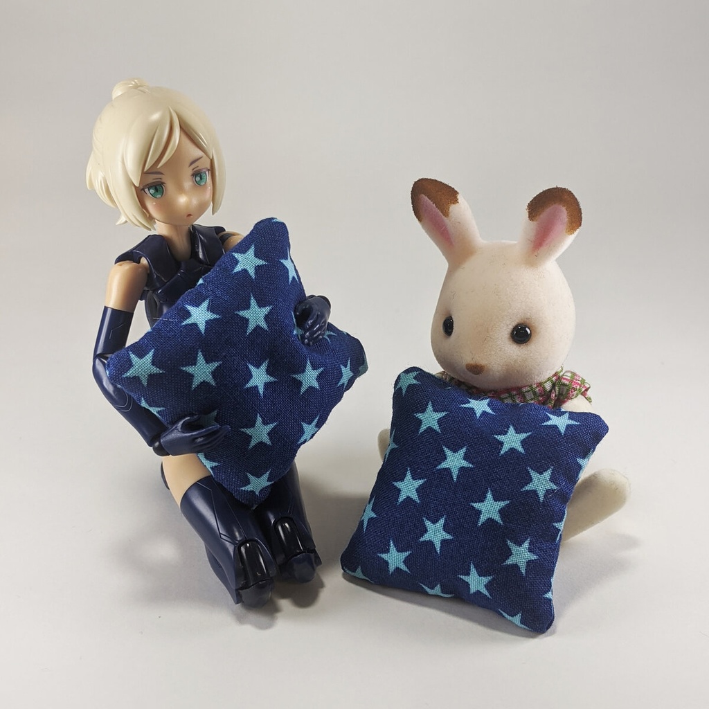 ミニチュアスクエアクッション/星柄 青色・2個