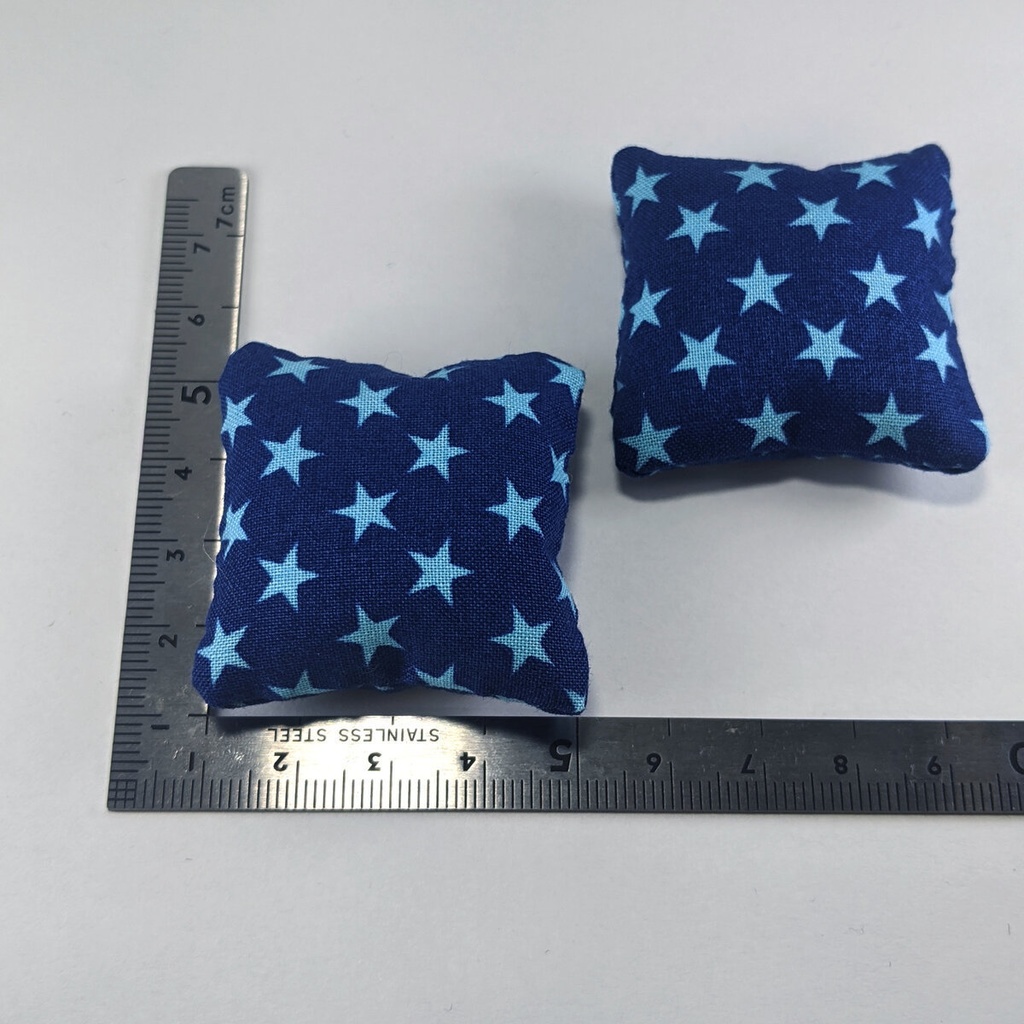 ミニチュアスクエアクッション/星柄 青色・2個