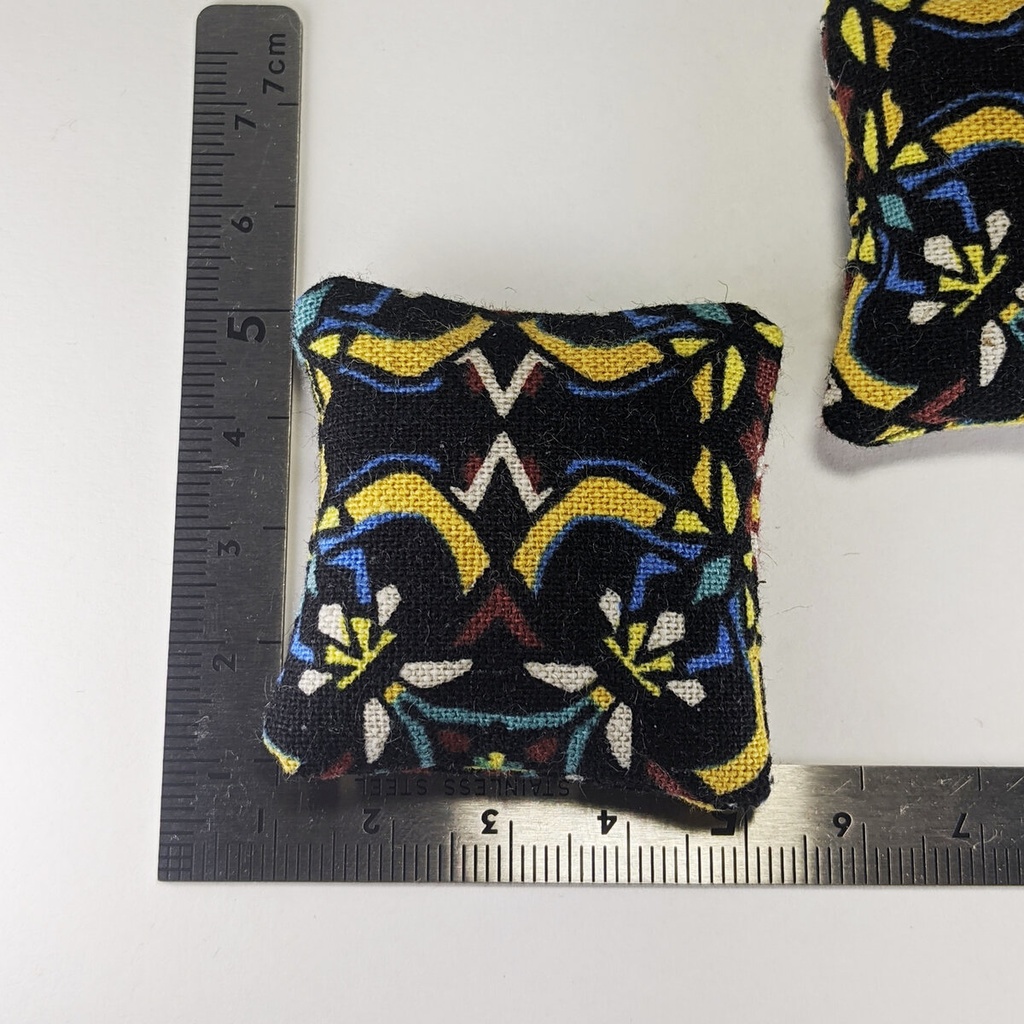 ミニチュアスクエアクッション/幾何学模様 濃紺・2個