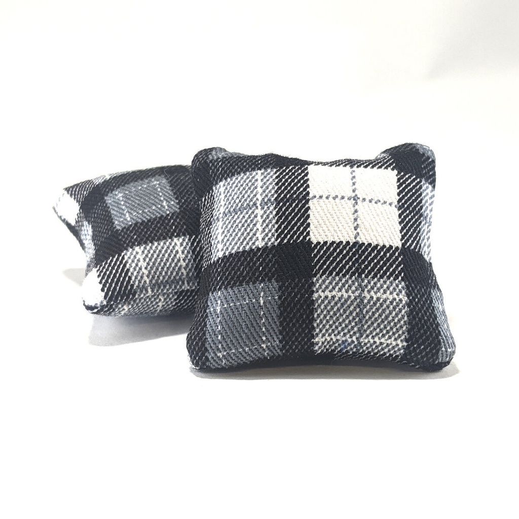 ミニチュアスクエアクッション/チェック柄 白色・2個