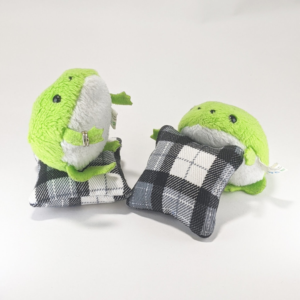 ミニチュアスクエアクッション/チェック柄 白色・2個