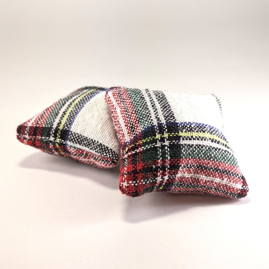 ミニチュアスクエアクッション/タータンチェック柄 白・2個