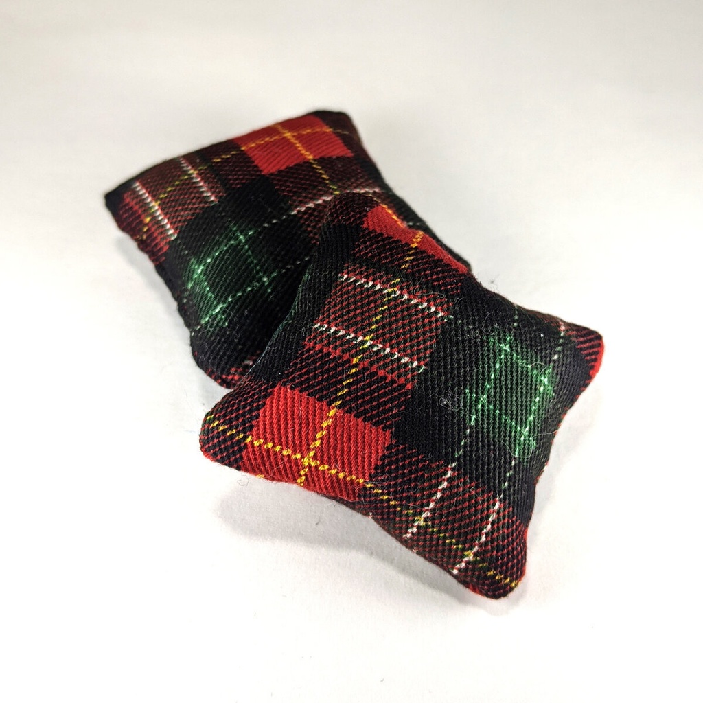 ミニチュアスクエアクッション/チェック柄 赤色・2個