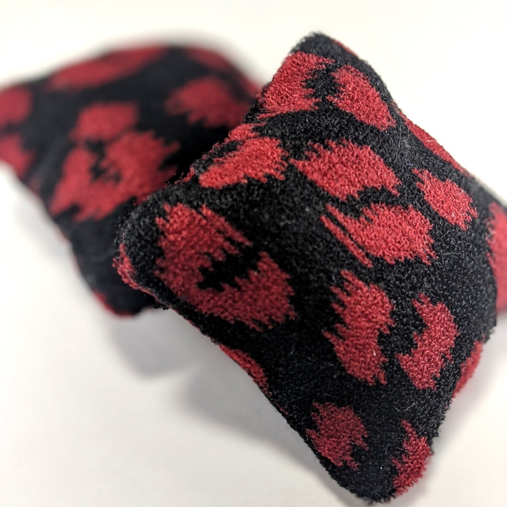 ミニチュアスクエアクッション/ベロア生地 レオパード柄 赤色&黒色・2個