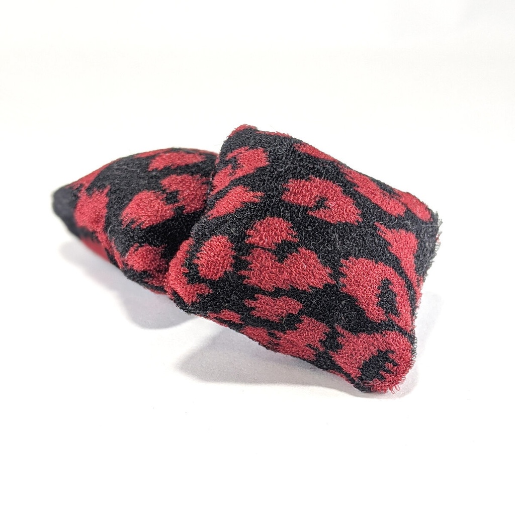 ミニチュアスクエアクッション/ベロア生地 レオパード柄 赤色&黒色・2個