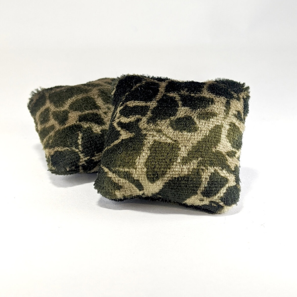 ミニチュアスクエアクッション/ベロア生地 キリン柄 緑色・2個